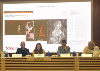 Panel on the future of heritage science at "Misterios de la materia" (MAN, Madrid). From left: Julio del Hoyo-Meléndez (Muzeum Narodowe w Krakowie), E-RIHS SEAB Chair; Teresa Palomar Sanz (ICV-CSIC); Emilio Cano Díaz (CENIM-CSIC), Spanish National Node Coordinator and vice-chair of the Committee of National Nodes of E-RIHS; and Felipe Criado Boado (INCIPIT-CSIC).
