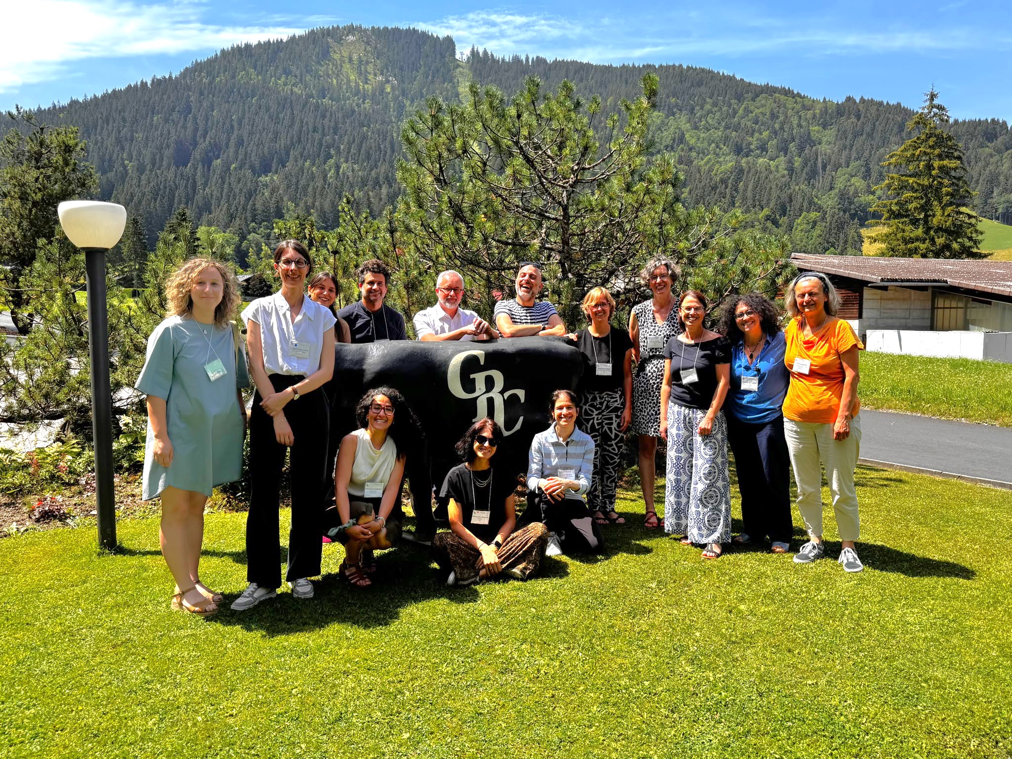 A group of people from the E-RIHS community spending time together in the beautiful landscape of the Alps.